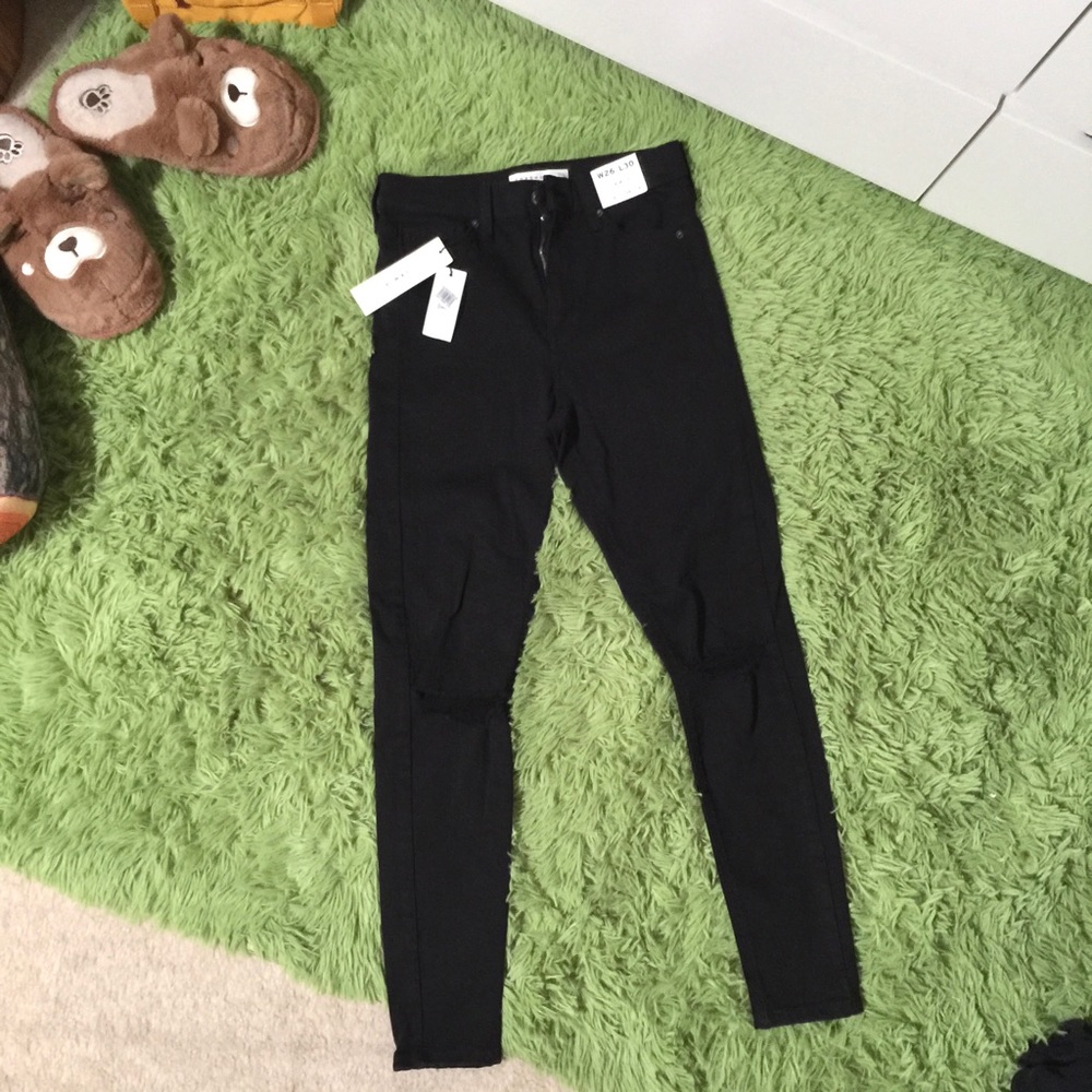 TopShop Jamie High Waisted Ripped Black Skinny Jeans [NWT]